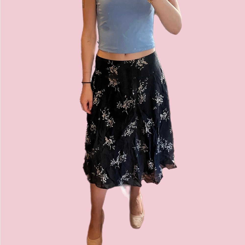 floral print navy blue banana republic skirt
